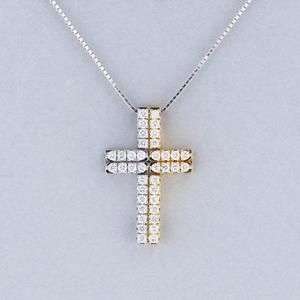 Tasaki K18 2way Cross & Bar Diamond Necklace Brand Jewelry